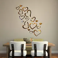 Sticker Hub Acrylic 3D Love Hearts Mirror Wall Sticker (Gold) - Pack of 16 MG02-thumb2