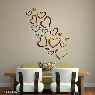 Sticker Hub Acrylic 3D Love Hearts Mirror Wall Sticker (Gold) - Pack of 16 MG02-thumb3