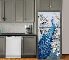 Advait Designs Fridge Sticker Beautiful Peacock and Flower Painting Wallpaper/Poster for Fridge Double Single Door Decorative Sticker (PVC Viny)-MFN-thumb2