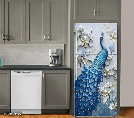 Advait Designs Fridge Sticker Beautiful Peacock and Flower Painting Wallpaper/Poster for Fridge Double Single Door Decorative Sticker (PVC Viny)-MFN-thumb3