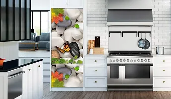 Psychedelic Collection Beautifull White Stone with Butterfly Decorative Fridge Sticker (Multicolor PVC Vinyl 160x60)-thumb3