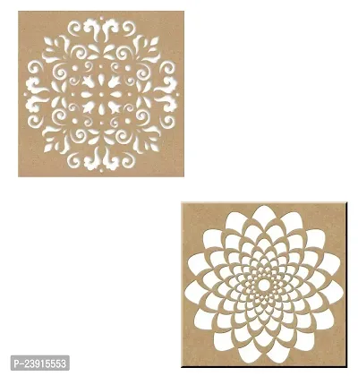 Sticker Hub Wood Floral Rangoli Making Stencil (Combo Pack of 2) RS19 RS19