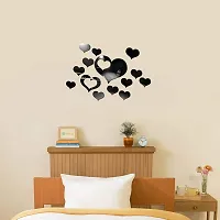 Sticker Hub Acrylic 3D Beautiful Heart Acrylic Mirror Wall Sticker (Black) MBL60-thumb2