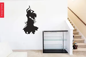 Sticker Hub Dancing Girl Black Wall Sticker BS477-thumb1