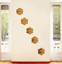 Sticker Hub Abstract Design Acrylic 3D Mirror Wall Sticker (Gold) MG178-thumb2