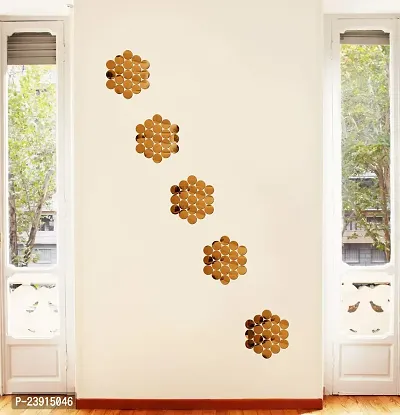 Sticker Hub Abstract Design Acrylic 3D Mirror Wall Sticker (Gold) MG178-thumb3