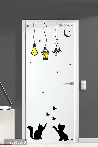 Sticker Hub Home Decor Lamp with Cat - Door Wall Sticker BS149