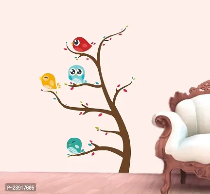 Sticker Hub Branch Tree Cute Birds Wall Sticker Standard Size - 106 cm X 72 cm Color - Multicolor BS20-thumb2