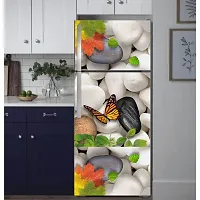 Psychedelic Collection Beautifull White Stone with Butterfly Decorative Fridge Sticker (Multicolor PVC Vinyl 160x60)-thumb1