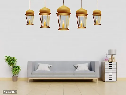 Sticker Hub Wall Sticker for Living Room -Bedroom - Office - Home Decor | Islamic Hanging Decorative Lanterns Wall Sticker (50 cm x 128 cm) BS867-thumb2