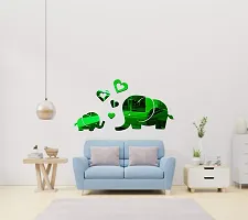 Sticker Hub Acrylic 3D Cute Baby Elephant Acrylic Mirror Wall Sticker(Green) MN56-thumb2