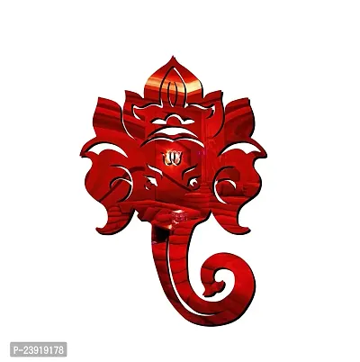 Sticker Hub Acrylic 3D Lord Ganesha Acrylic Mirror Wall Sticker (Red) MR35-thumb0