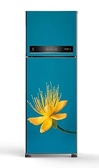 Psychedelic Collection - Vinly Beautiful Yellow Flower with Sea Green Background Adhesive Vinyl Sticker Fridge wrap Decorative Sticker (PVC Vinyl Covering Area 60 cm X 160 cm )HK-thumb1