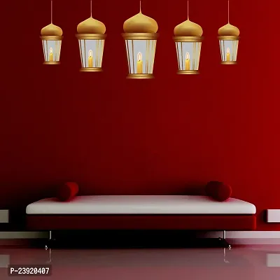 Sticker Hub Wall Sticker for Living Room -Bedroom - Office - Home Decor | Islamic Hanging Decorative Lanterns Wall Sticker (50 cm x 128 cm) BS867-thumb3