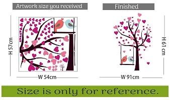 Sticker Hub Heart Shaped Leaves with Love Birds Wall Sticker (PVC Vinyl, 61 X 91)-thumb3