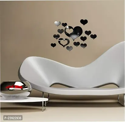 Sticker Hub Acrylic 3D Beautiful Heart Acrylic Mirror Wall Sticker (Black) MBL60-thumb2