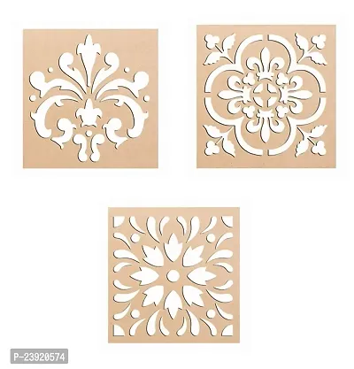 Sticker Hub Wood Floral Rangoli Making Stencil (Combo Pack of 3) RS09 RS09