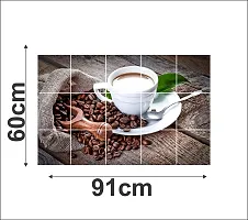 Sticker Hub Waterproof Kitchen Coffee Mug with Coffee Beans Wallpaper/Wall Sticker Multicolour - Kitchen Wall Coverings Area (60Cm X 91Cm) DKKWS31, Beverage-thumb3