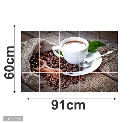 Sticker Hub Waterproof Kitchen Coffee Mug with Coffee Beans Wallpaper/Wall Sticker Multicolour - Kitchen Wall Coverings Area (60Cm X 91Cm) DKKWS31, Beverage-thumb4