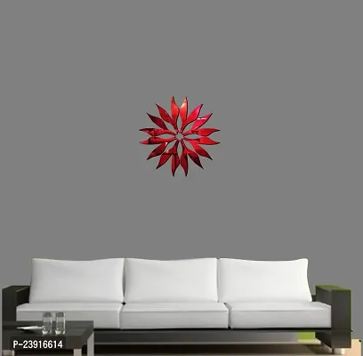 Sticker Hub Acrylic 3D Abstract Decorative Acrylic Mirror Wall Sticker (Red) MR61-thumb2