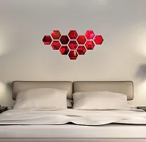 Sticker Hub Acrylic 3D Hexagon Acrylic Mirror Wall Sticker (Red) MR20-thumb2