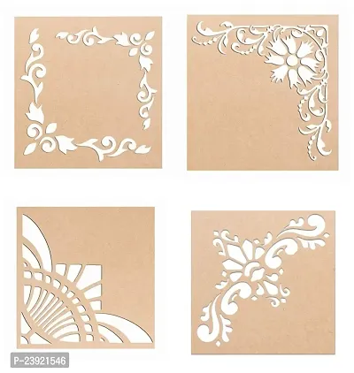 Sticker Hub Wood Floral Rangoli Making Stencil (Combo Pack of 4) RS08 RS08