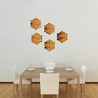 Sticker Hub Abstract Design Acrylic 3D Mirror Wall Sticker (Gold) MG178-thumb1