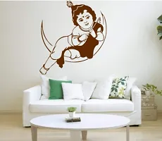 Sticker Hub Bal Krishna on The Moon Brown Wall Sticker(26 cm x24cm) BS606-thumb1