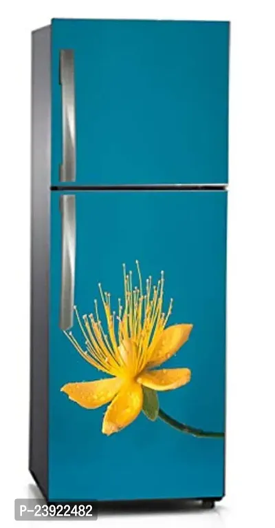 Psychedelic Collection - Vinly Beautiful Yellow Flower with Sea Green Background Adhesive Vinyl Sticker Fridge wrap Decorative Sticker (PVC Vinyl Covering Area 60 cm X 160 cm )HK-thumb3