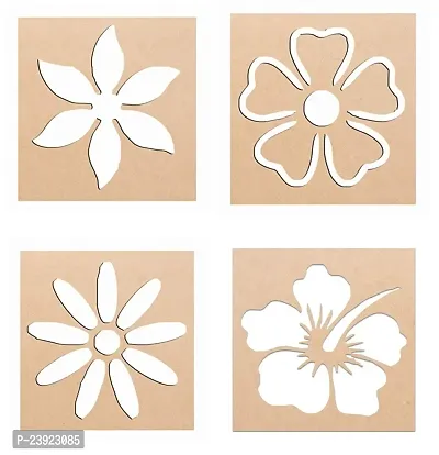 Sticker Hub Wood Flower Rangoli Making Stencil (Combo Pack of 4) RS05 RS05