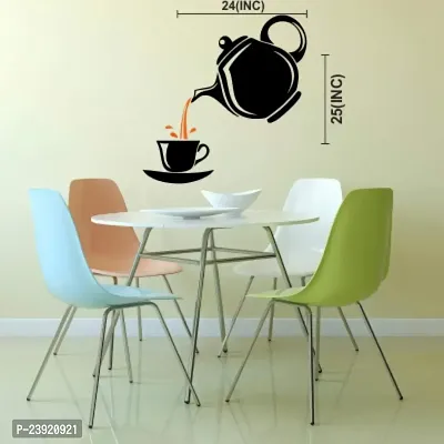 Sticker Hub Tea Cup Wall Sticker for Restaurant and caf?(25 cm x24cm) BS612-thumb3