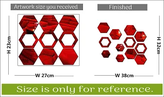 Sticker Hub Decorative Abstract Acrylic 3D Mirror Wall Sticker (Red) MR154-thumb3