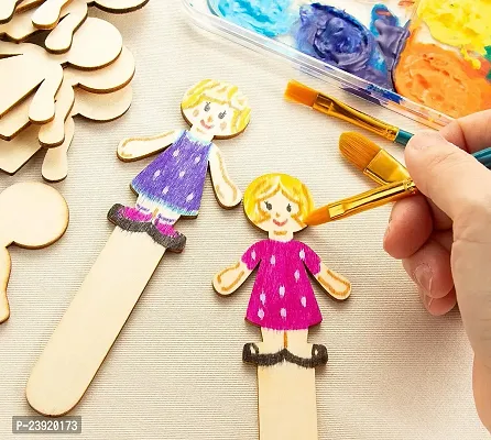 Sticker Hub Paintable People Stick Wooden Laser Cut for Decoration DIY Prodcuts for Kids, Parties, Art and Craft Pack of 20_WCO86 WCO86-thumb2