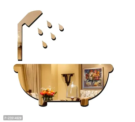 Sticker Hub Acrylic Bathing Room 3D Acrylic Mirror Wall Sticker (Gold) MG74