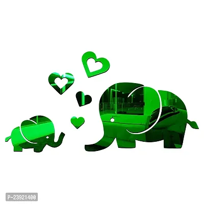 Sticker Hub Acrylic 3D Cute Baby Elephant Acrylic Mirror Wall Sticker(Green) MN56