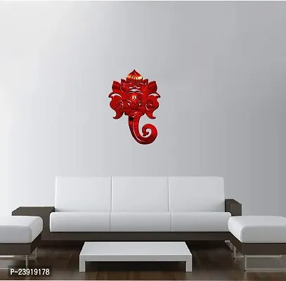 Sticker Hub Acrylic 3D Lord Ganesha Acrylic Mirror Wall Sticker (Red) MR35-thumb3