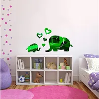 Sticker Hub Acrylic 3D Cute Baby Elephant Acrylic Mirror Wall Sticker(Green) MN56-thumb1