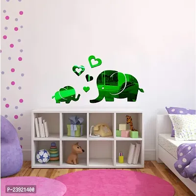 Sticker Hub Acrylic 3D Cute Baby Elephant Acrylic Mirror Wall Sticker(Green) MN56-thumb2