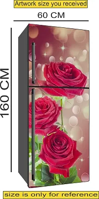 Aaradhya Enterprises Black Colour Background Red Rose Beautifull Fridge Door Sticker (PVC Vinyl, 60X160CM,Multicolour)-thumb1