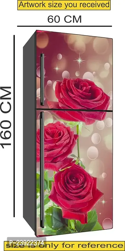 Aaradhya Enterprises Black Colour Background Red Rose Beautifull Fridge Door Sticker (PVC Vinyl, 60X160CM,Multicolour)-thumb2