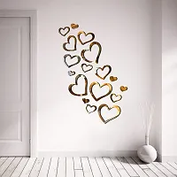 Sticker Hub Acrylic 3D Love Hearts Mirror Wall Sticker (Gold) - Pack of 16 MG02-thumb1