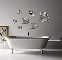 Sticker Hub Acrylic 3D Fish Decorative Mirror Wall Sticker (Silver) - Pack of 7 MS14-thumb2