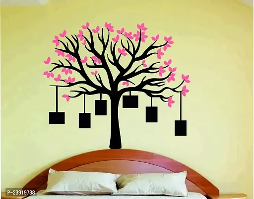 Sticker Hub Pink Black Tree with Hanging Photo Fram Wall Sticker BS533