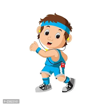 Sticker Hub Animated Cartoon boy Wall Sticker for Boys Room, Workout Area (PVC Vinyl 106 cm X 60 cm)