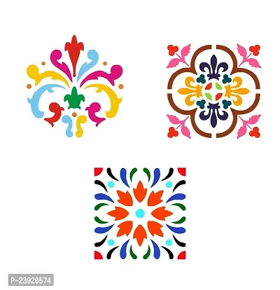 Sticker Hub Wood Floral Rangoli Making Stencil (Combo Pack of 3) RS09 RS09-thumb2