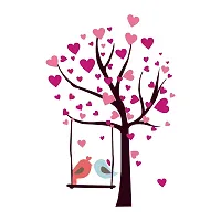 Sticker Hub Heart Shaped Leaves with Love Birds Wall Sticker (PVC Vinyl, 61 X 91)-thumb2