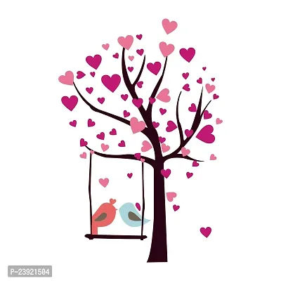 Sticker Hub Heart Shaped Leaves with Love Birds Wall Sticker (PVC Vinyl, 61 X 91)-thumb3