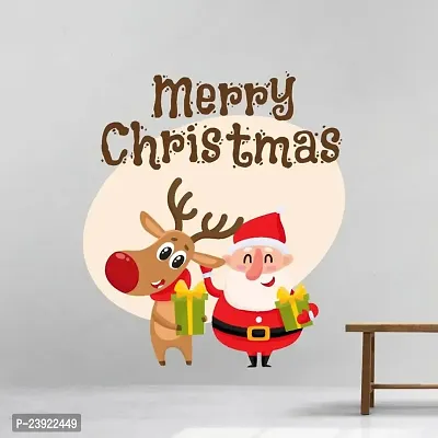 Seasonal Home Decor, Christmas Decoration Wall Stickers, Merry Christmas Santa Claus Wall Sticker, Christmas Tree, Xmas Wall Sticker, Happy Holidays Sticker, W45.72xH50.80CM Self-Adhesive_SHMC-7