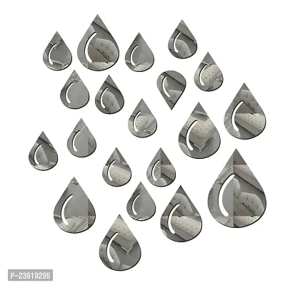 Sticker Hub Droplets Acrylic 3D Mirror Wall Sticker (Silver) MS167-thumb0