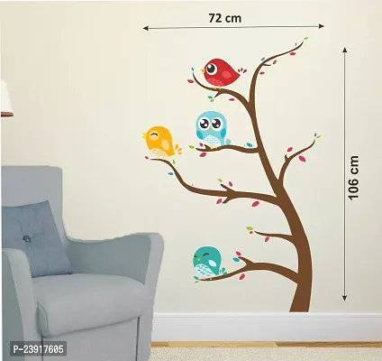 Sticker Hub Branch Tree Cute Birds Wall Sticker Standard Size - 106 cm X 72 cm Color - Multicolor BS20-thumb3